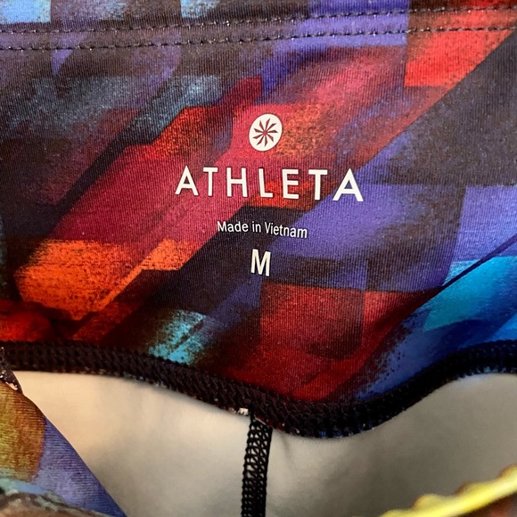 Athleta Paint Splatter Rainbow Tie Dye Workout Leggings M NWOT - Picture 3 of 3